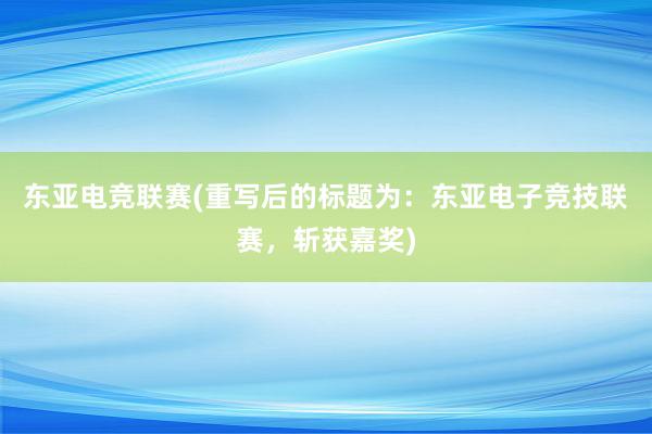 东亚电竞联赛(重写后的标题为：东亚电子竞技联赛，斩获嘉奖)