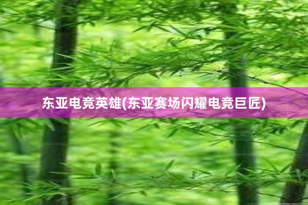 东亚电竞英雄(东亚赛场闪耀电竞巨匠)