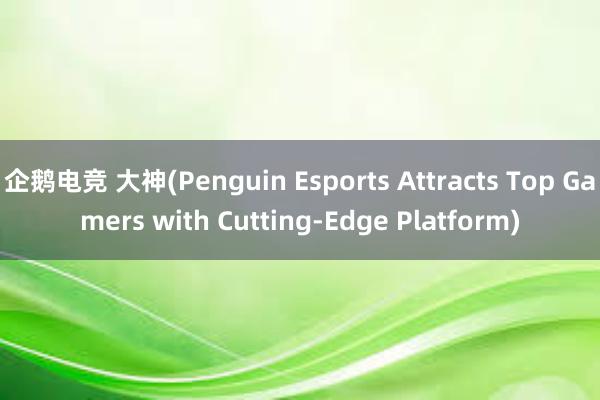 企鹅电竞 大神(Penguin Esports Attracts Top Gamers with Cutting-Edge Platform)