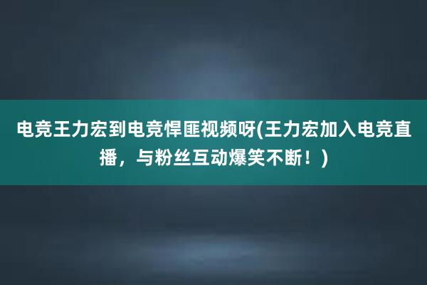 电竞王力宏到电竞悍匪视频呀(王力宏加入电竞直播，与粉丝互动爆笑不断！)