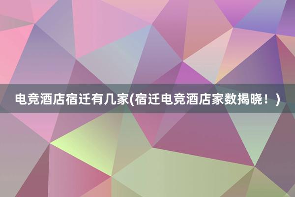 电竞酒店宿迁有几家(宿迁电竞酒店家数揭晓！)