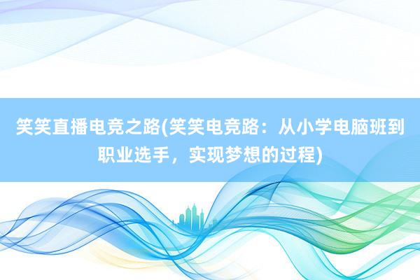 笑笑直播电竞之路(笑笑电竞路：从小学电脑班到职业选手，实现梦想的过程)