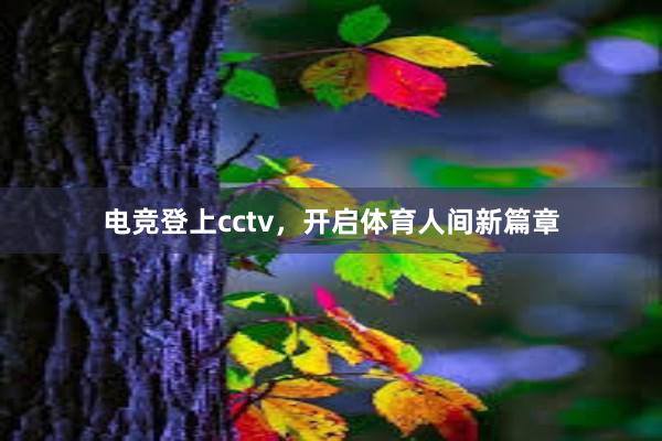 电竞登上cctv，开启体育人间新篇章