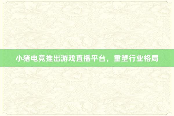 小猪电竞推出游戏直播平台，重塑行业格局