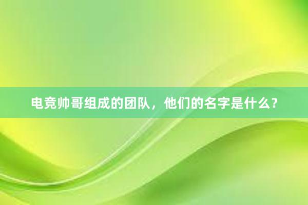 电竞帅哥组成的团队，他们的名字是什么？