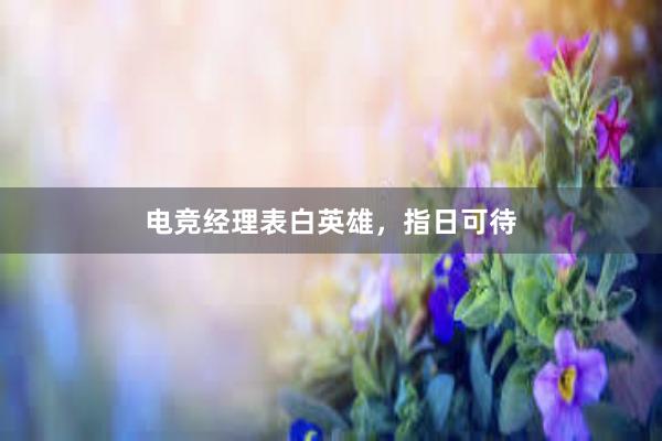 电竞经理表白英雄，指日可待