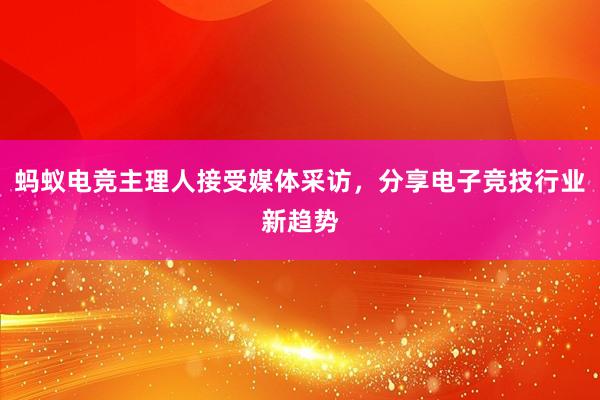 蚂蚁电竞主理人接受媒体采访，分享电子竞技行业新趋势